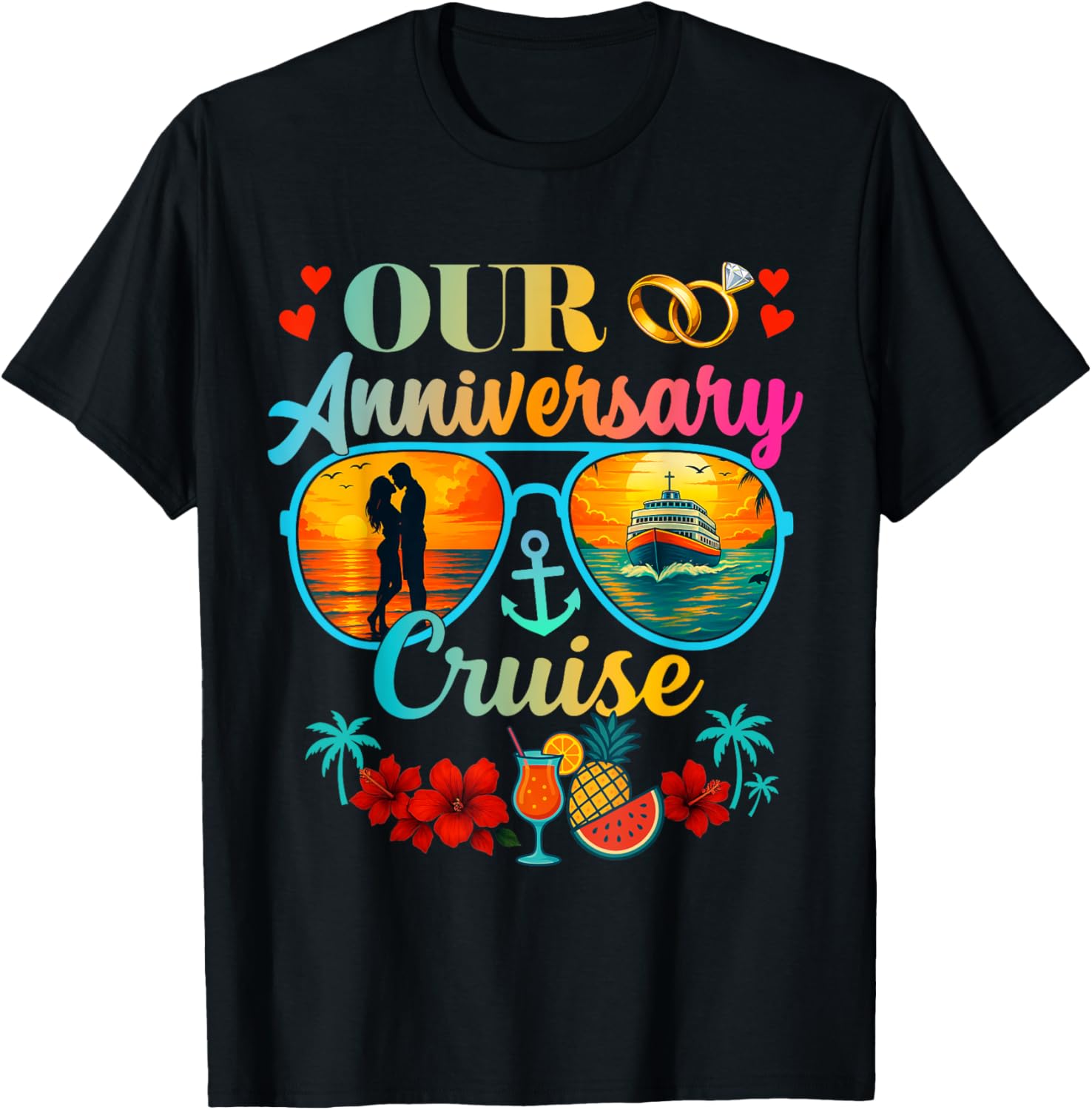 Cruise Ship Couples Married Wedding Anniversary T-Shirt - T-Shirt | Black