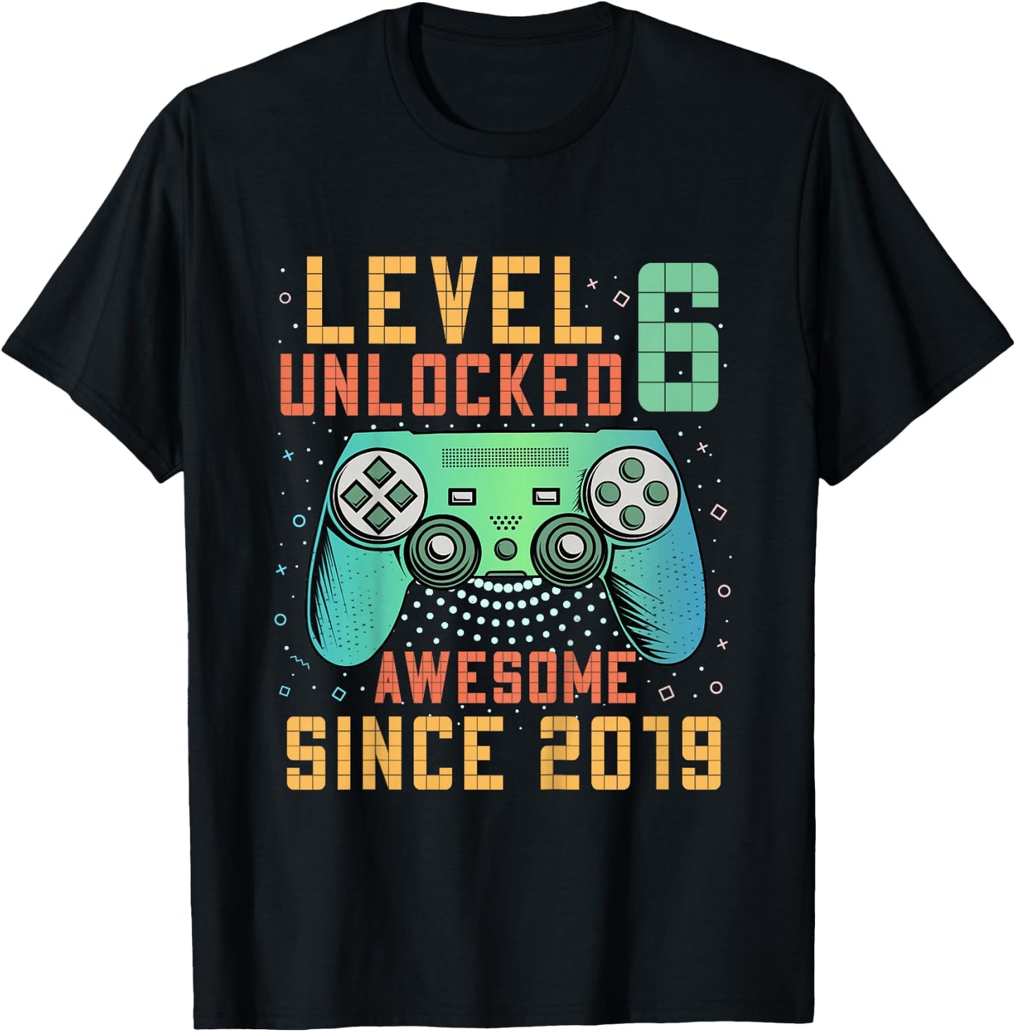 Kids Level 6 Unlocked 6th Birthday 6 Year Old Boy Gifts Gaming T-Shirt - T-Shirt | Black