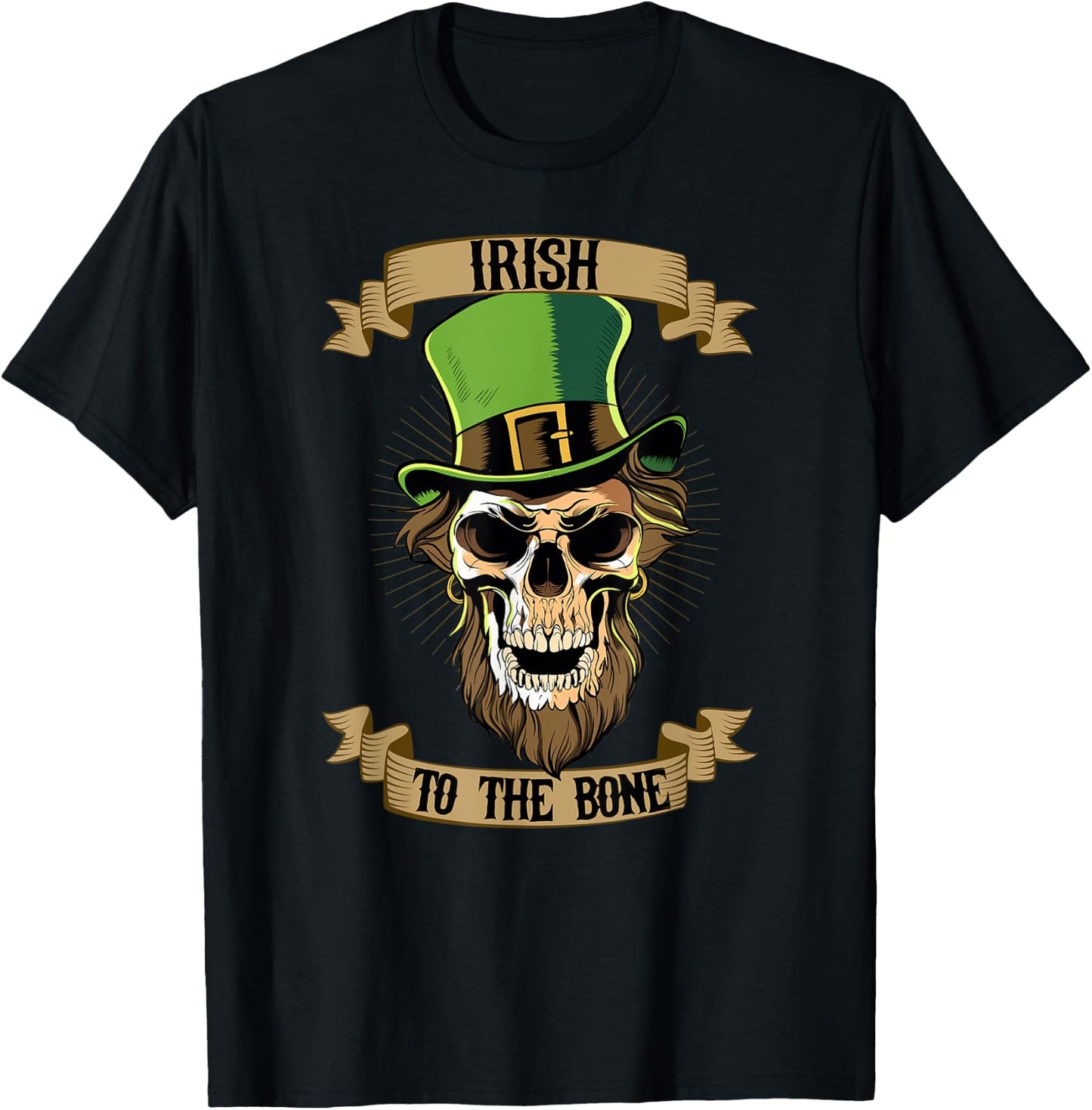 St Patricks Day Leprechaun Skull Irish to the Bone T-Shirt - T-Shirt | Black