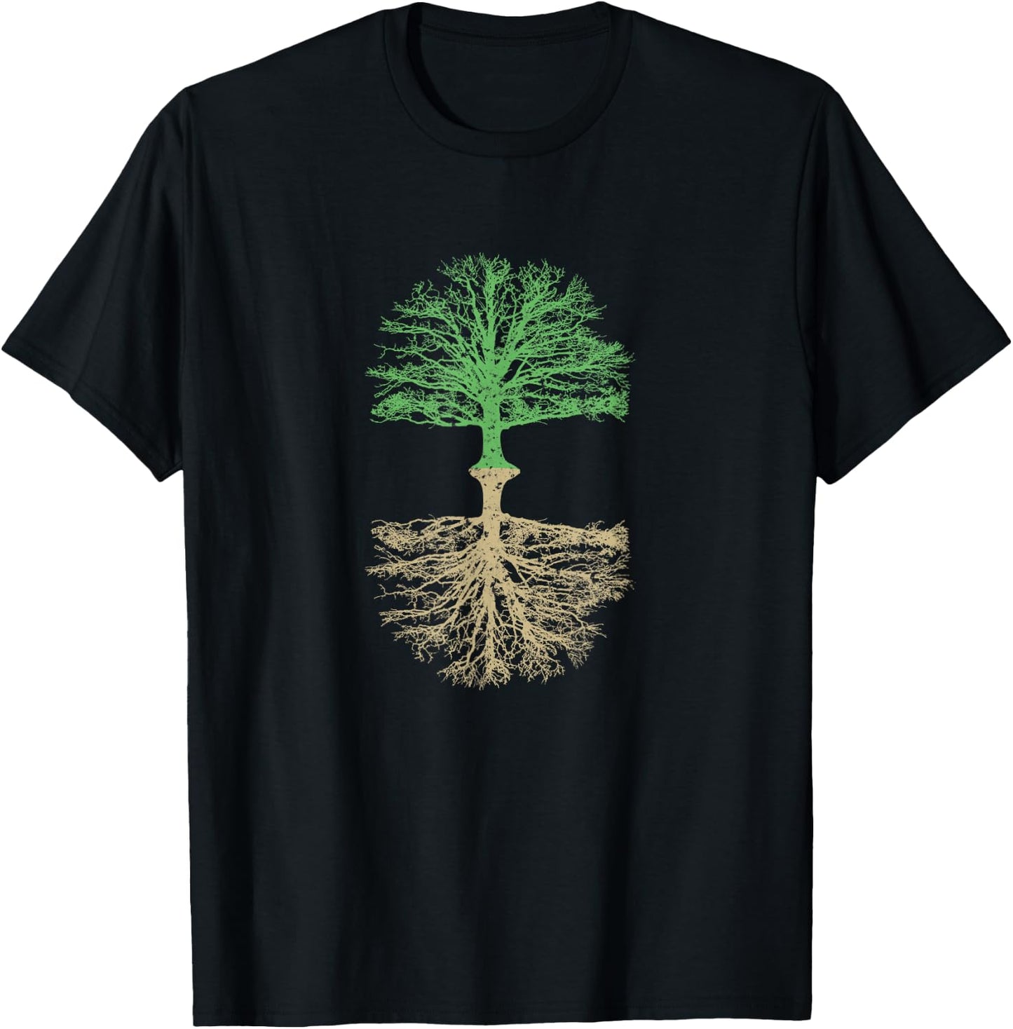 Trees and Roots Outdoor Camping Reflection Nature T-Shirt - T-Shirt | Black