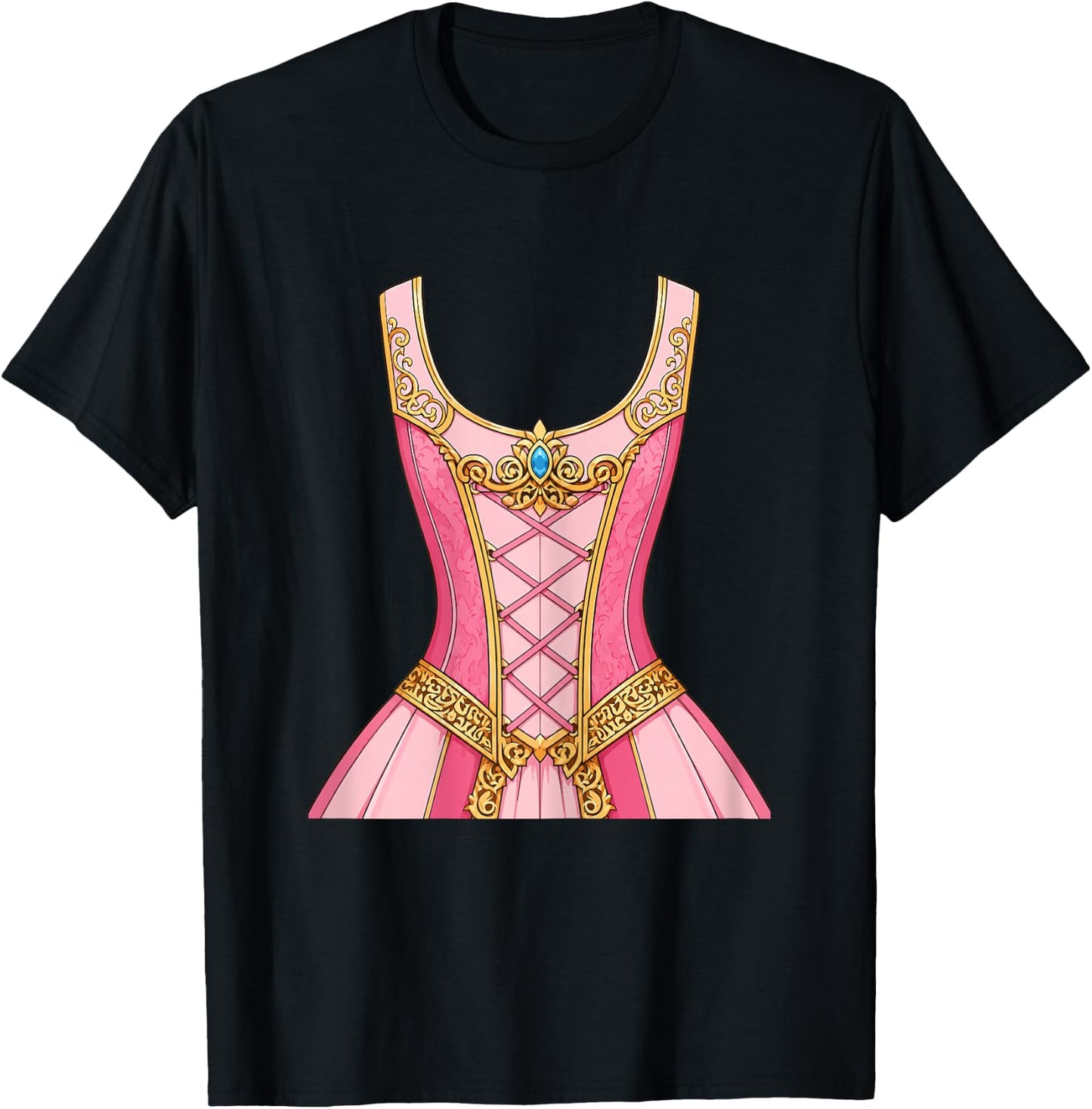Halloween Women Girls Dress Princess Costume T-Shirt - T-Shirt | Black