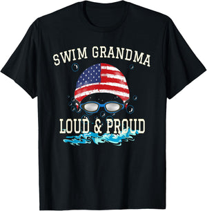 Swim Swimmer Funny Swimming Proud Grandma Goggles Shirt T-Shirt - T-Shirt | Black