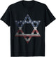 Distressed Star of David Jews Jewish Gifts USA American Flag T-Shirt - T-Shirt | Black