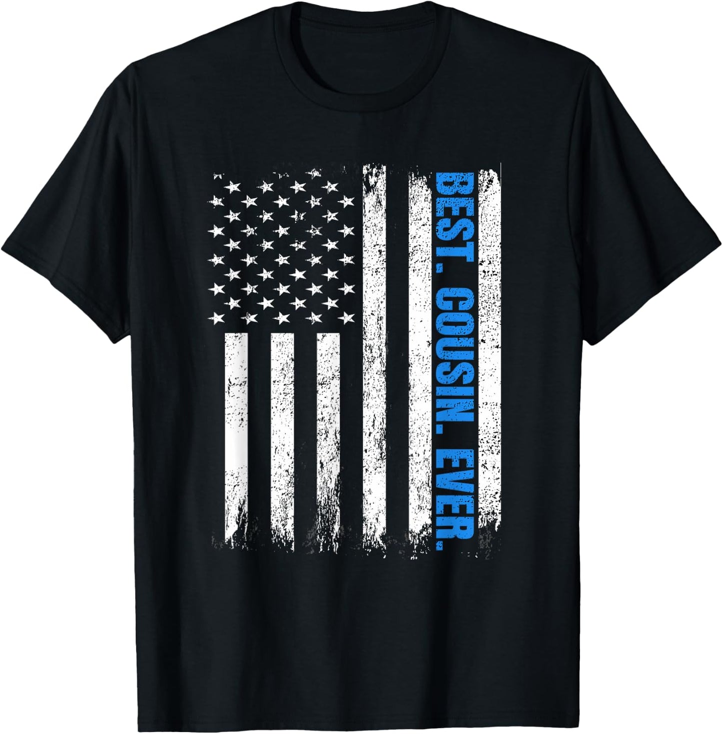 Best Cousin Ever USA Flag Fathers Day Police Blue Line Kids Men T-Shirt - T-Shirt | Black