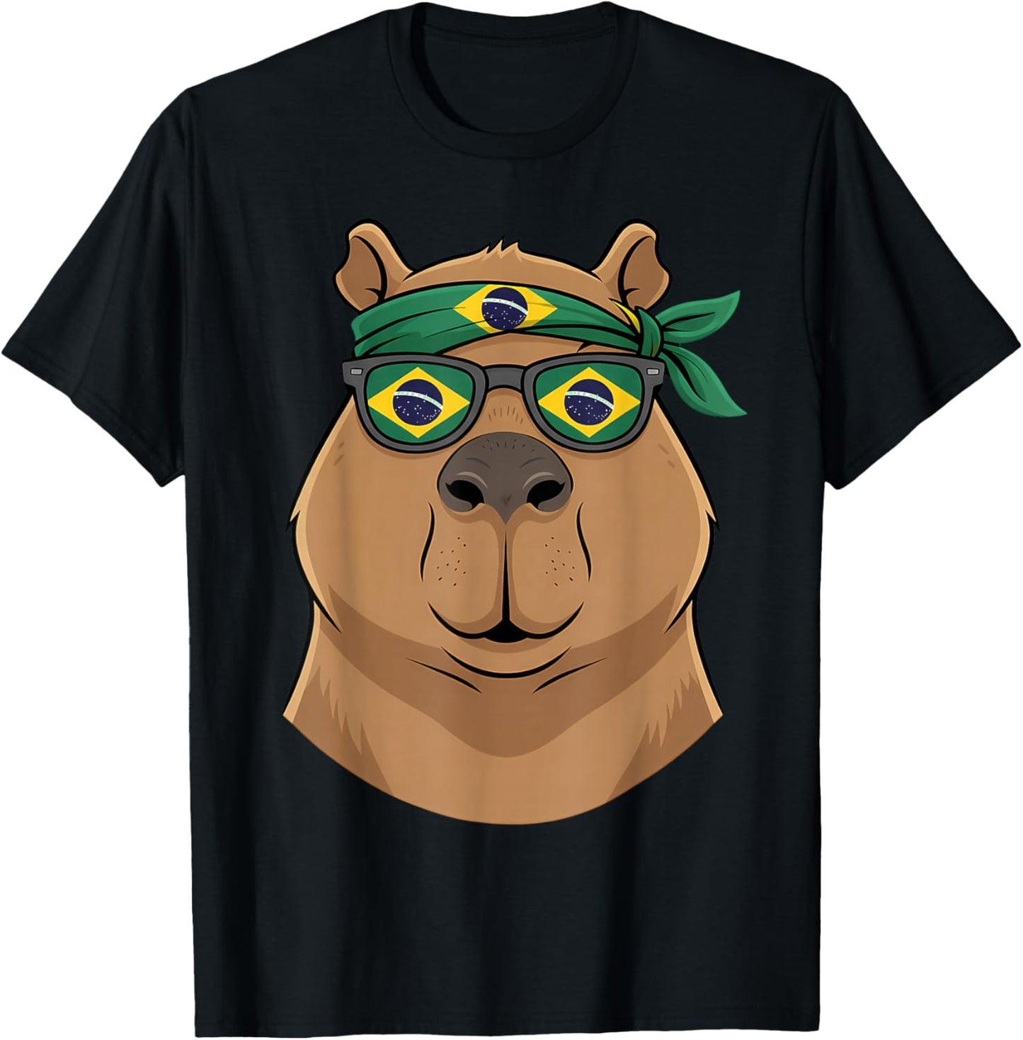 Brazil Flag Capybara Brazilian Roots Brasilian Pride Brasil T-Shirt - T-Shirt | Black