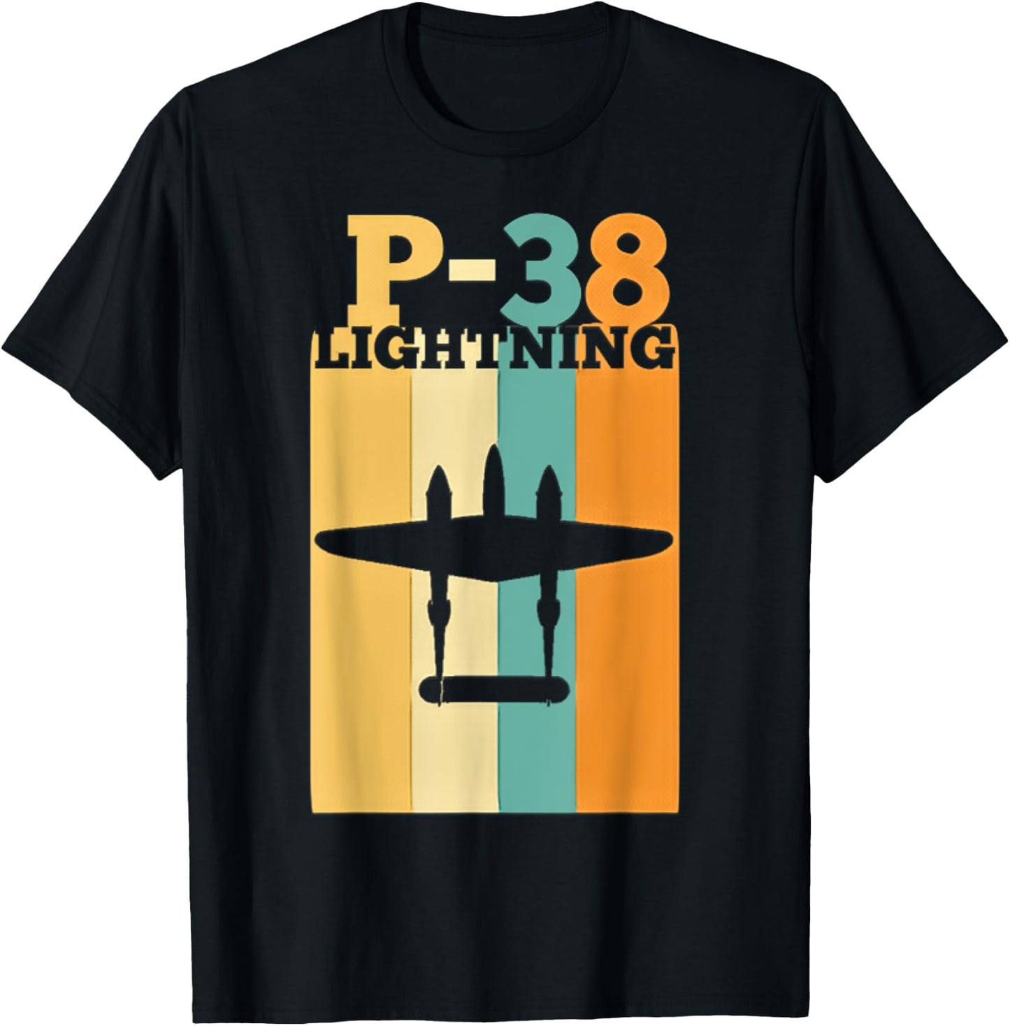 Vintage Warbird P-38 Lightning Fighter Airplane T-Shirt - T-Shirt | Black