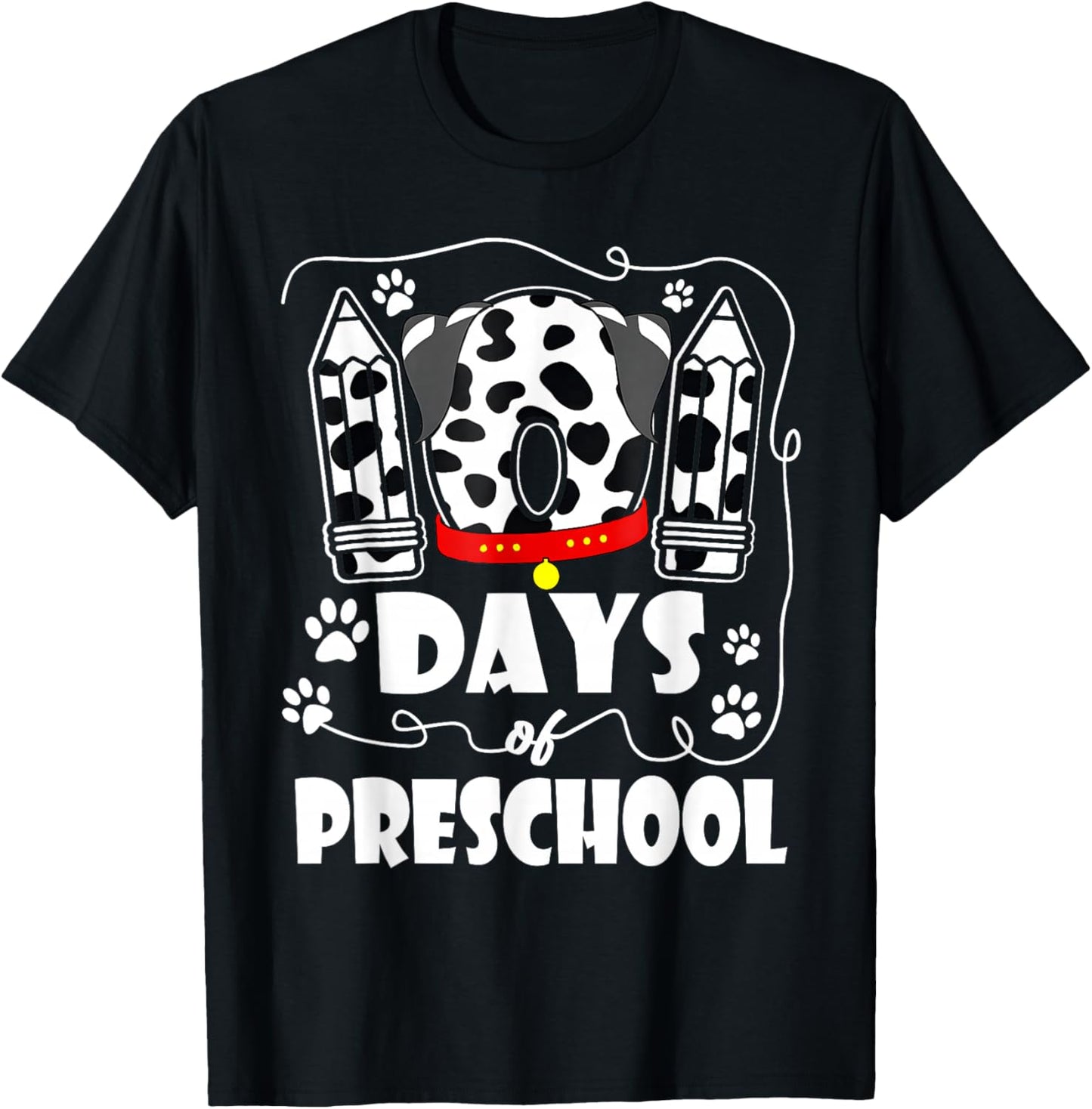 101 Days Preschool 100 Days School Dog 100th Day Students T-Shirt - T-Shirt | Black