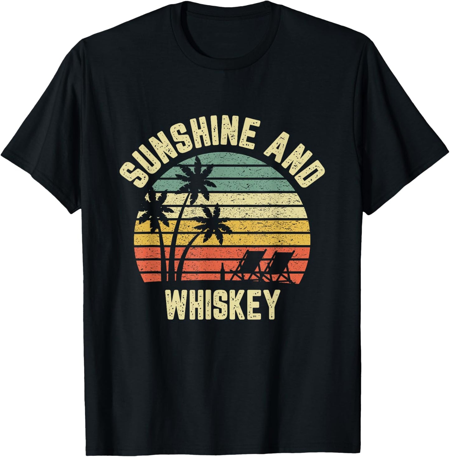 Vintage Sunshine and Whiskey Shirt Cool Retro Summertime Women T-Shirt - T-Shirt | Black
