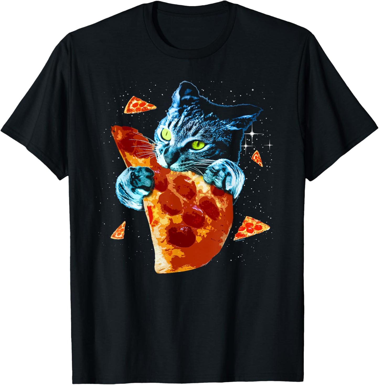 Pizza Cat in Space T-Shirt - T-Shirt | Black