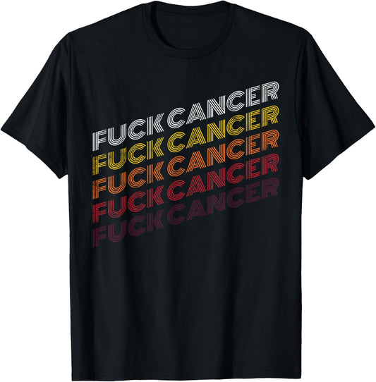 Fuck Cancer Vintage Retro Breast Cancer Awareness Gift T-Shirt - T-Shirt | Black