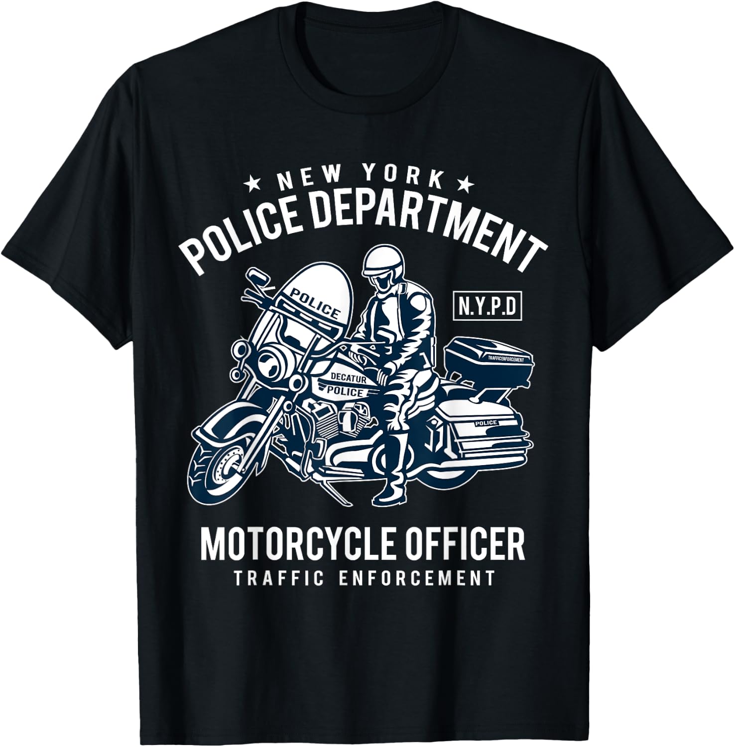 New York City Police & Motorcycle Officer Special Gift T-Shirt - T-Shirt | Black