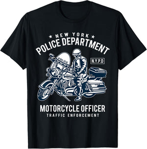 New York City Police & Motorcycle Officer Special Gift T-Shirt - T-Shirt | Black