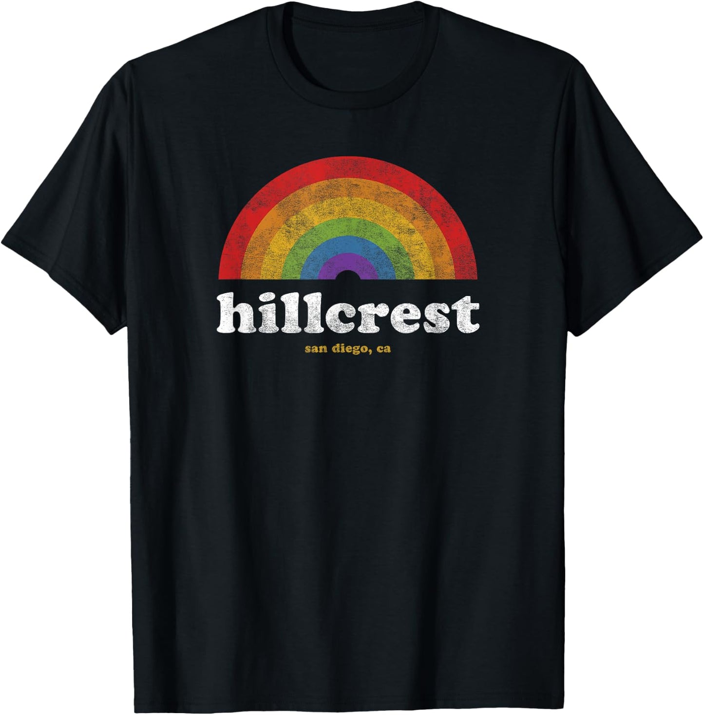 Gay Pride Shirt Hillcrest San Diego California Retro Vintage T-Shirt - T-Shirt | Black