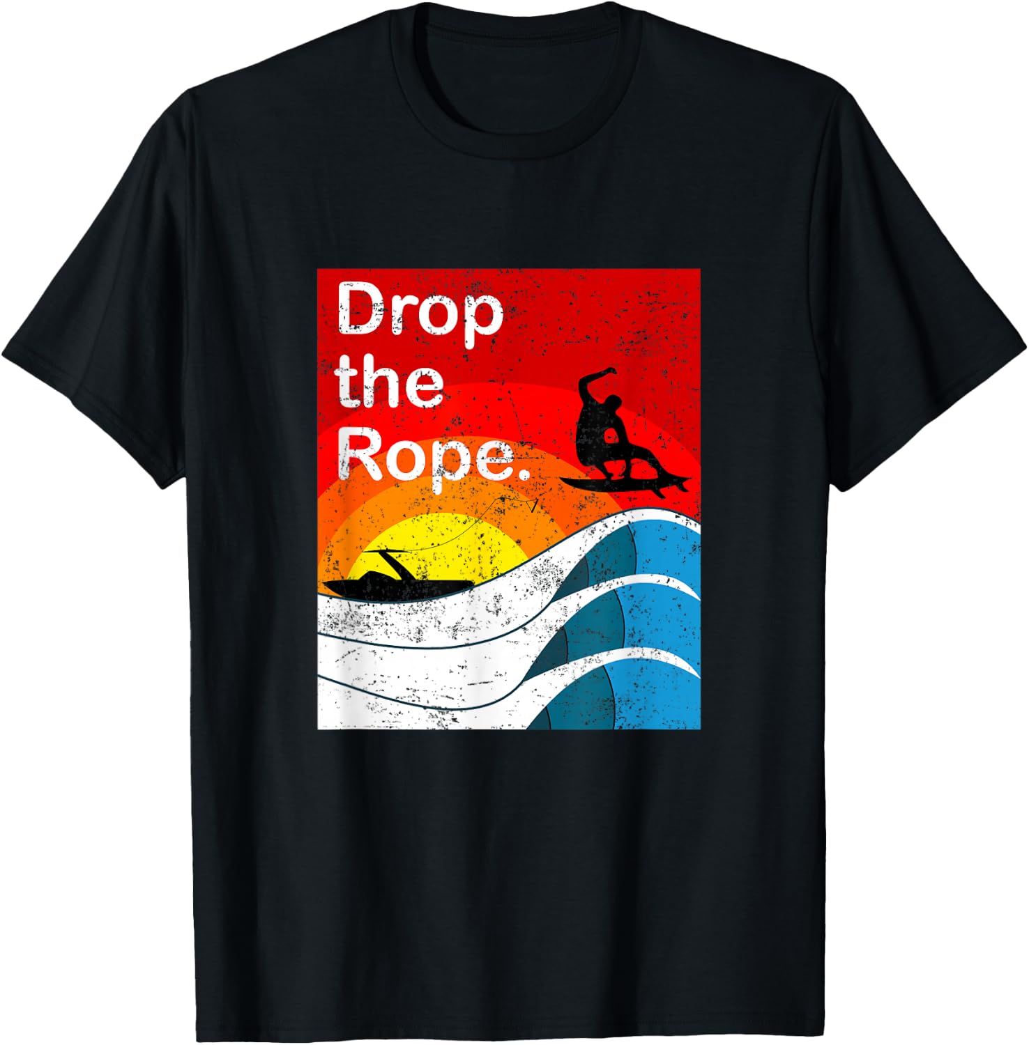 Drop the Rope Wakesurfing Wakesurf Vintage Wake Surf T-Shirt - T-Shirt | Black