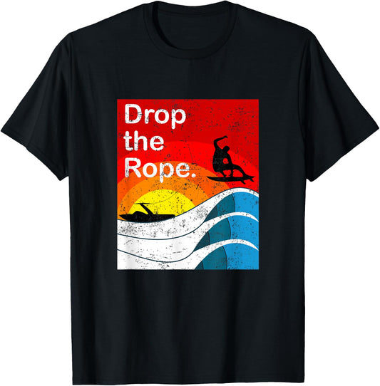 Drop the Rope Wakesurfing Wakesurf Vintage Wake Surf T-Shirt - T-Shirt | Black