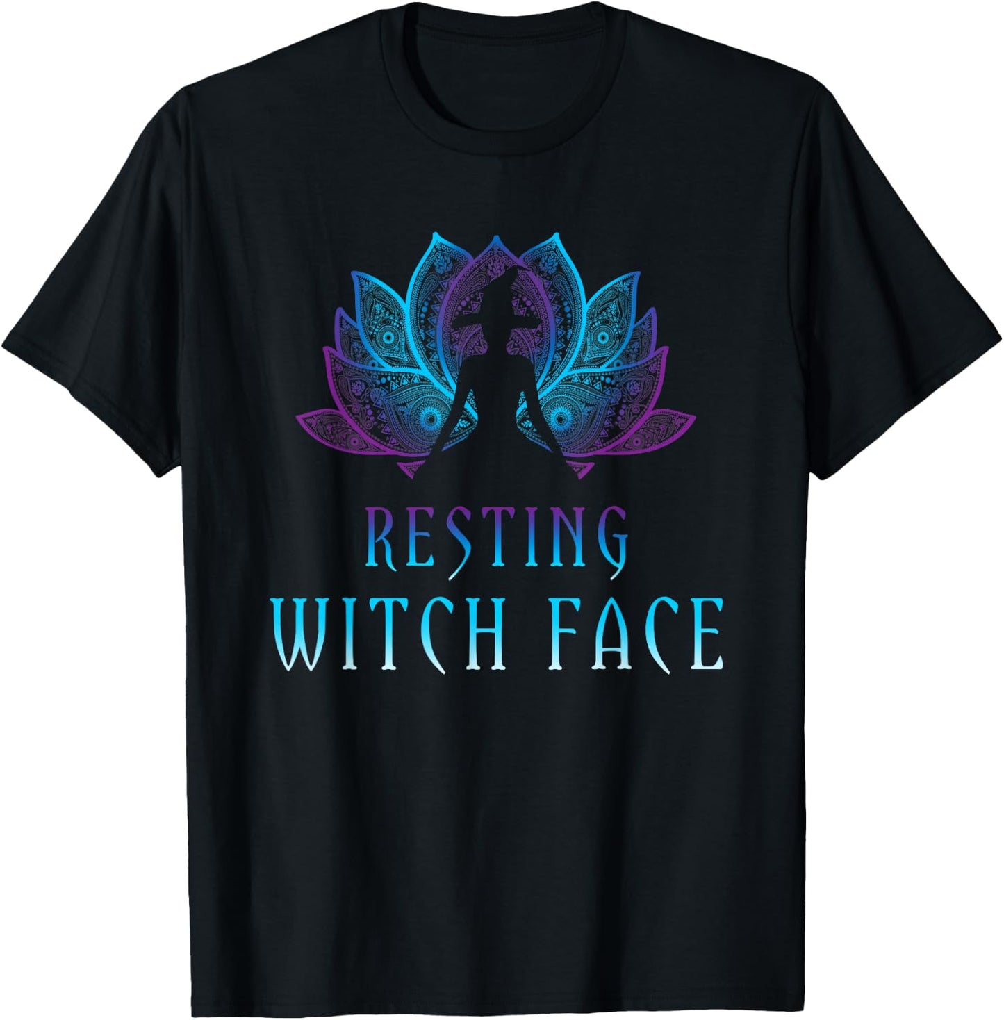 Resting Witch Face Lotus Funny Halloween Yoga Witch Costume T-Shirt - T-Shirt | Black