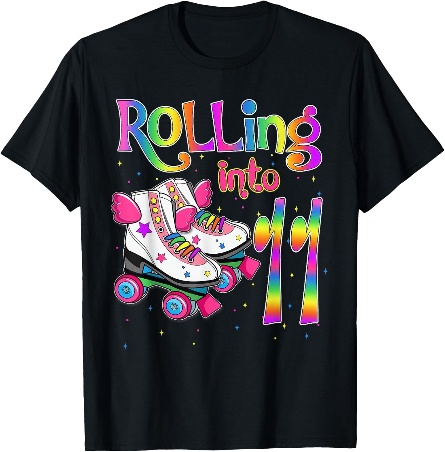Rolling Into 11 Years Lets Roll I'm Turning 11 Roller Skate T-Shirt - T-Shirt | Black