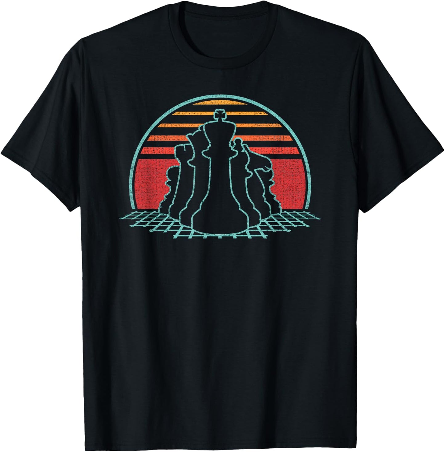 Chess Player Chess Pieces Lover Retro Vintage 80s Style T-Shirt - T-Shirt | Black