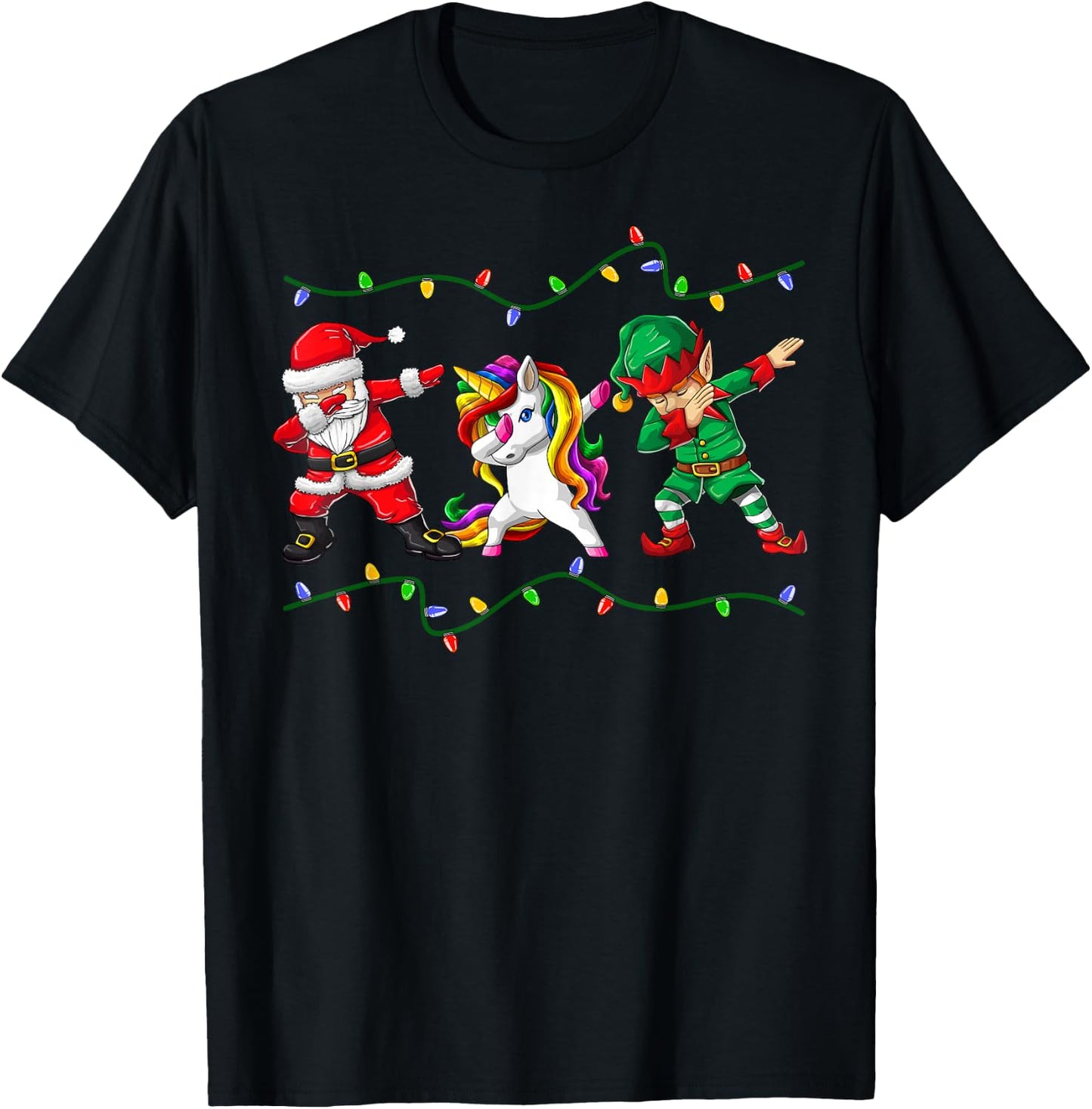 Dabbing Santa Elf Unicorn Christmas Kids Boys Men Xmas Gifts T-Shirt - T-Shirt | Black