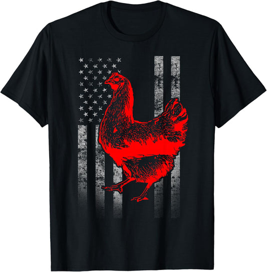 Chicken Farmer Shirt - Cool Chicken Flag T-Shirt - T-Shirt | Black