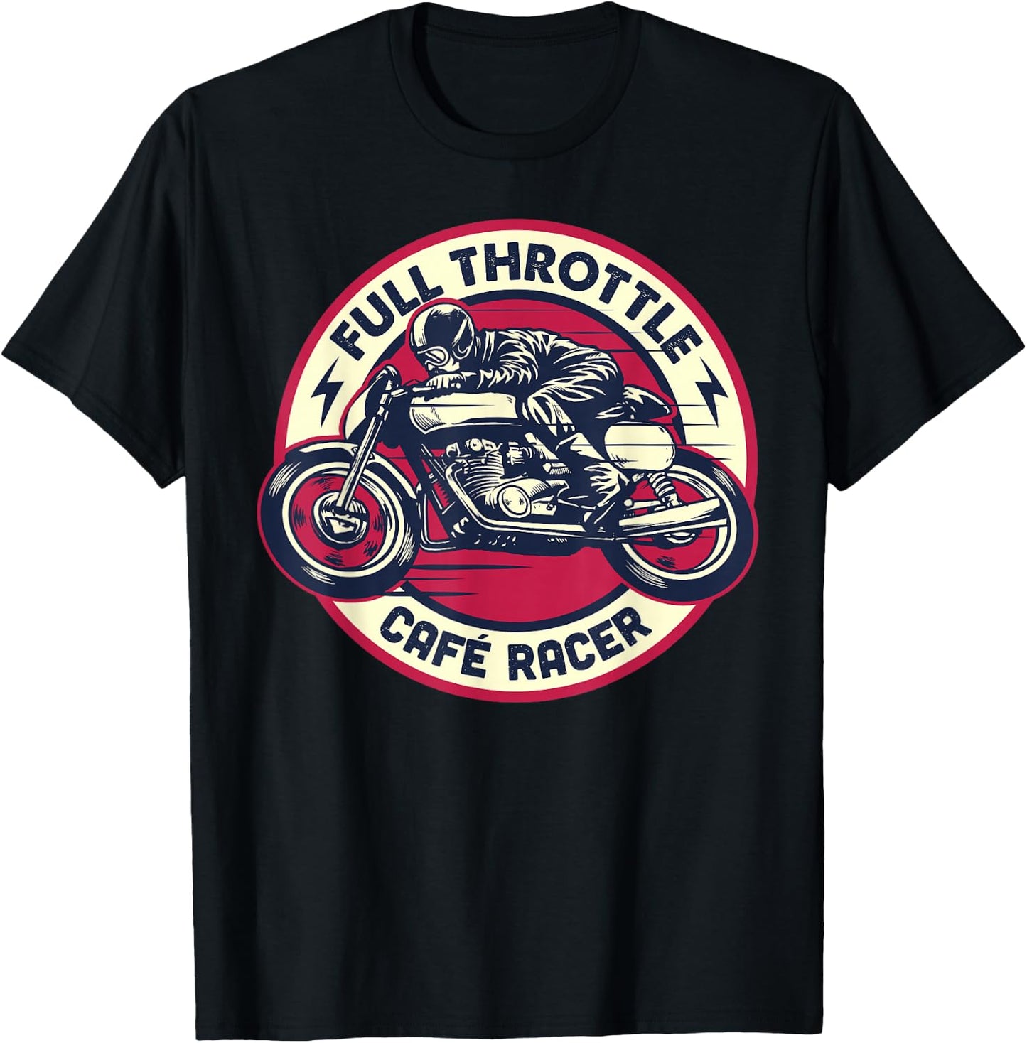 Cafe Racer - Full-Throttle - Vintage Motorcycle T-Shirt - T-Shirt | Black