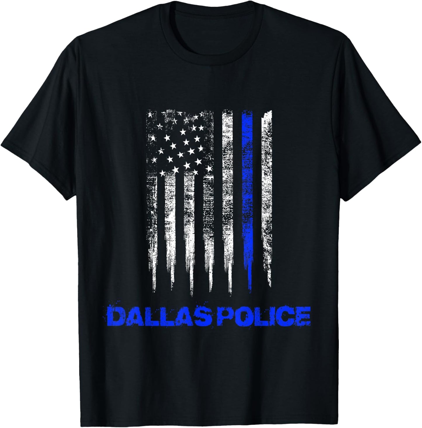 Dallas Police thin blue line T-Shirt - T-Shirt | Black