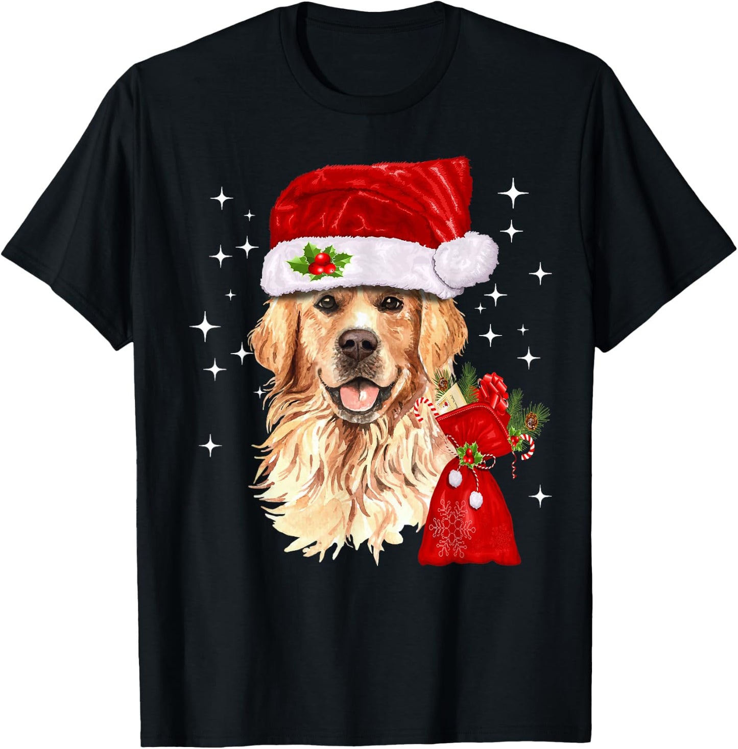 Golden Retriever Christmas Dog Lover T-Shirt - T-Shirt | Black
