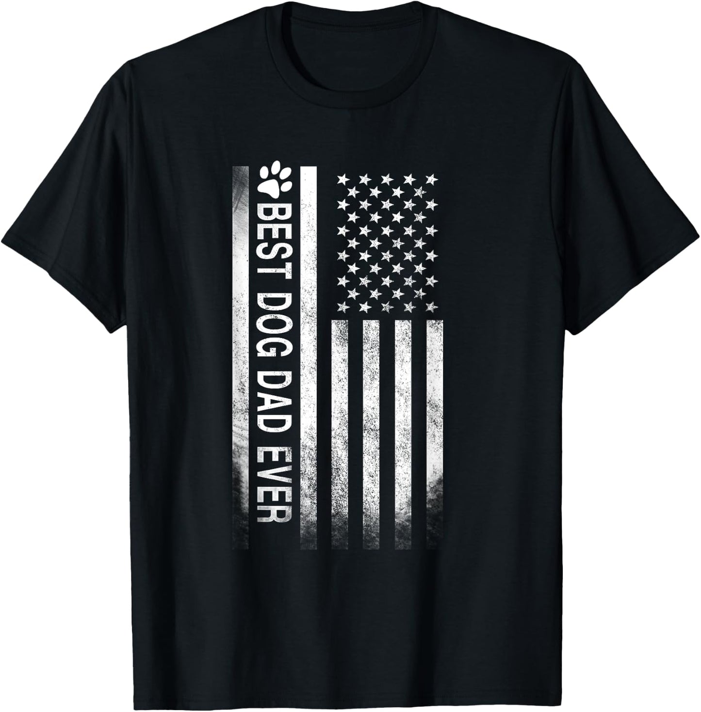 Best Dog Dad Ever American Flag Gift Best Father Women Men T-Shirt - T-Shirt | Black