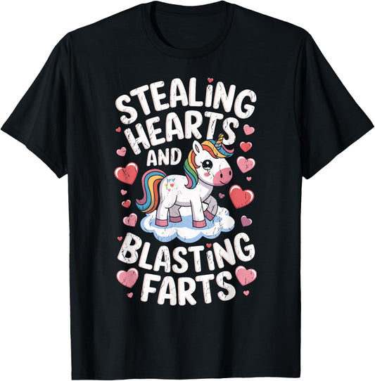 Breaking Hearts And Blasting Farts Funny Valentine T-Shirt - T-Shirt | Black