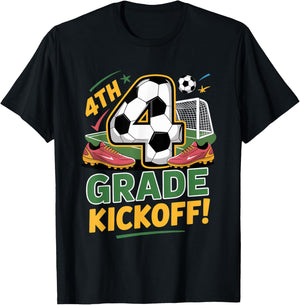 4th Grade Soccer Kickoff Back to School Kids Fourth Day Boys T-Shirt - T-Shirt | Black