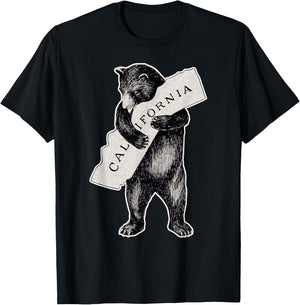 California Love Art-Retro Cali Bear Hug California T-Shirt - T-Shirt | Black