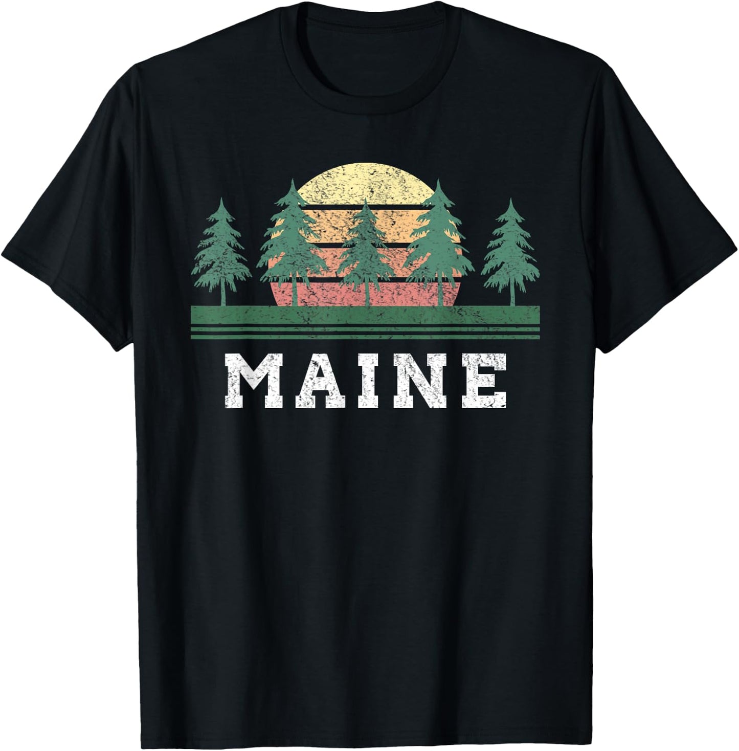 Maine Retro Vintage Gift Men Women Kids T-Shirt - T-Shirt | Black