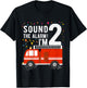Fire Truck 2nd Birthday Boy 2 Year Old Firefighter T-Shirt - T-Shirt | Black