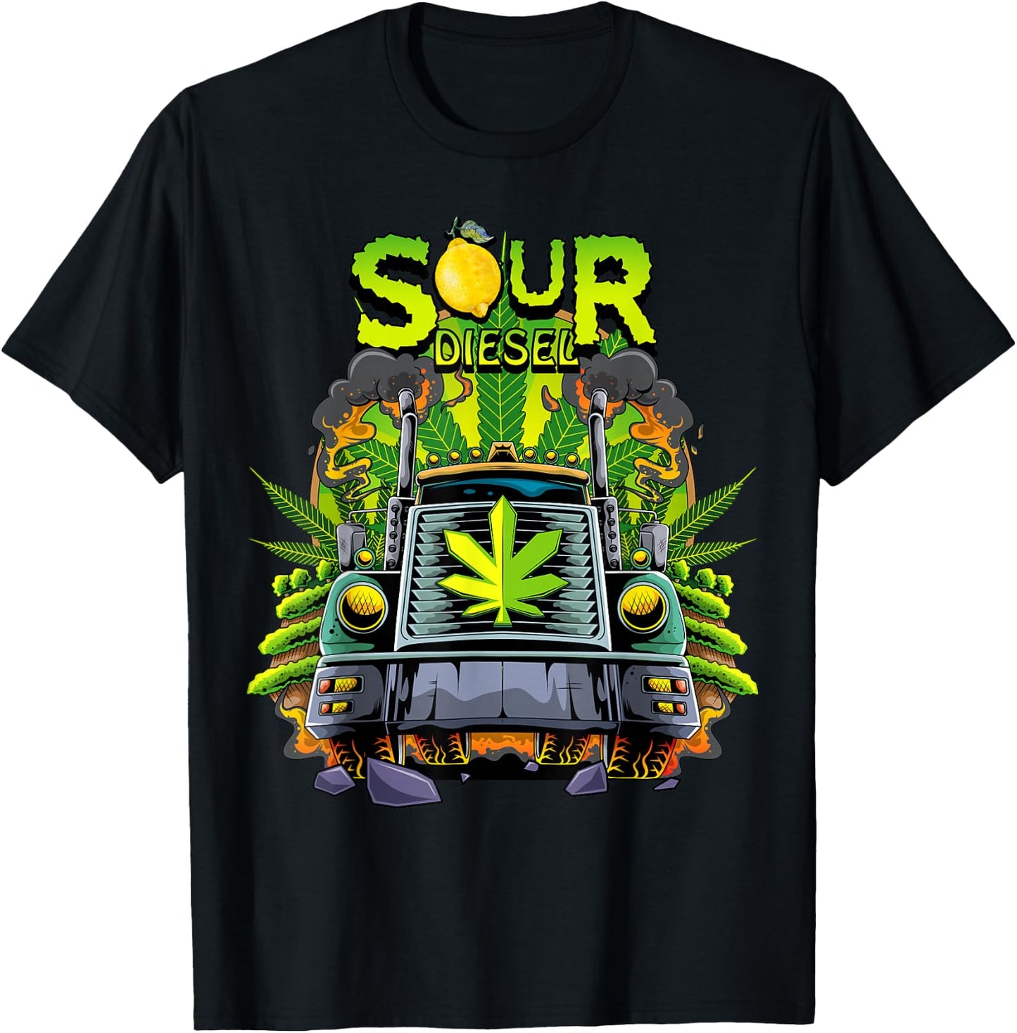 Weed Sour Diesel Strain Truck Cannabis Men Women Sour Diesel T-Shirt - T-Shirt | Black
