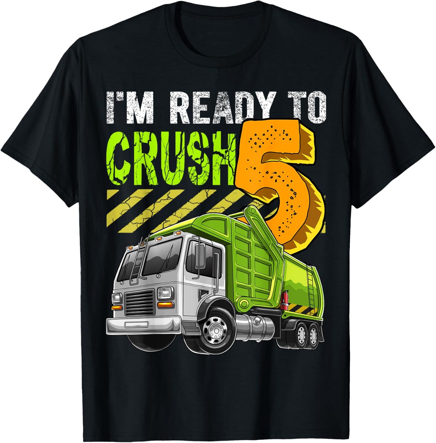 Garbage Truck 5th Birthday Party Birthday Boy Gift Kids T-Shirt - T-Shirt | Black