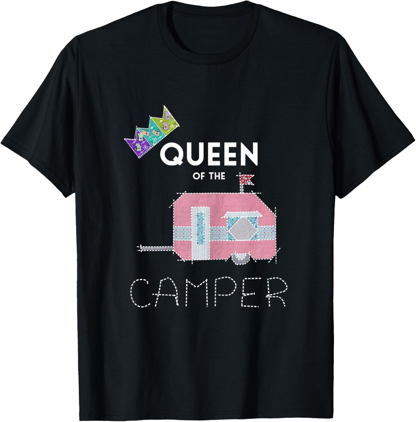 Queen of Camper Funny Camper Gift Fun T-Shirt - T-Shirt | Black