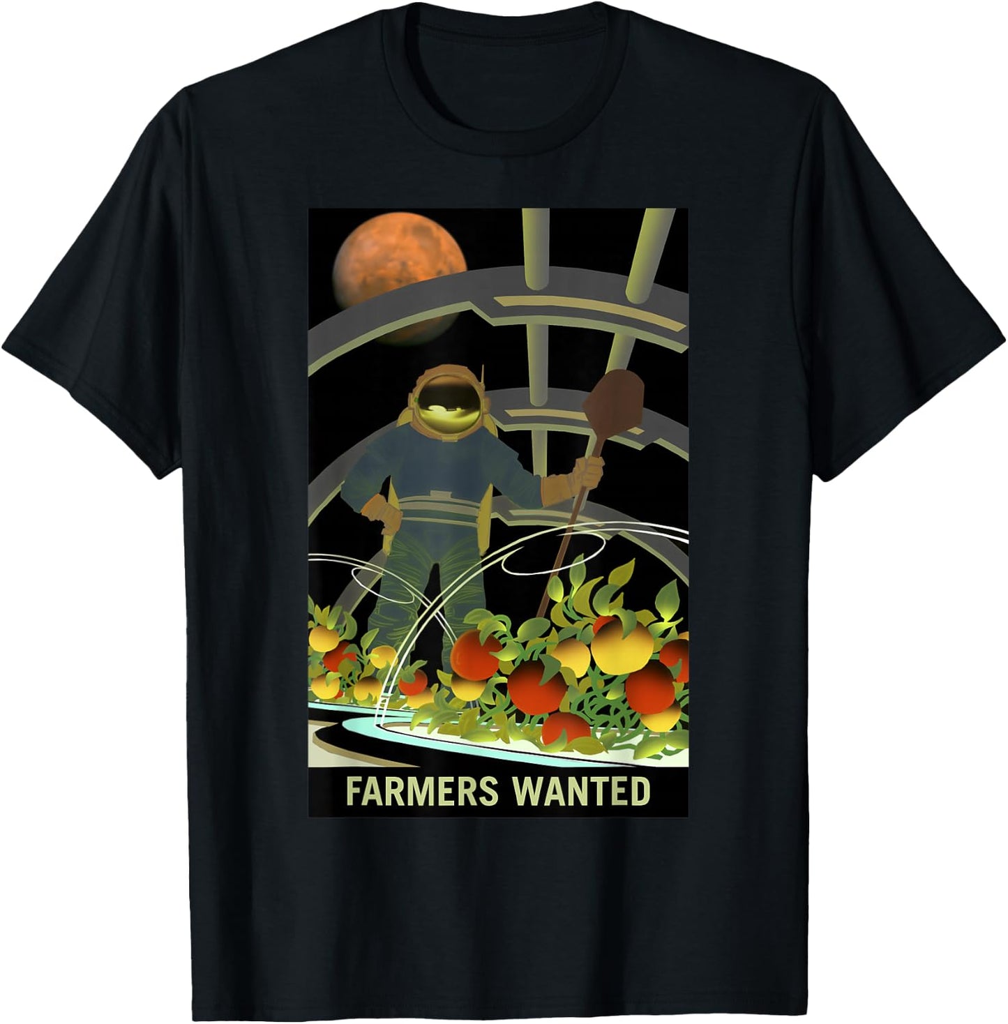 NASA Farmers Wanted On Mars T-Shirt - T-Shirt | Black