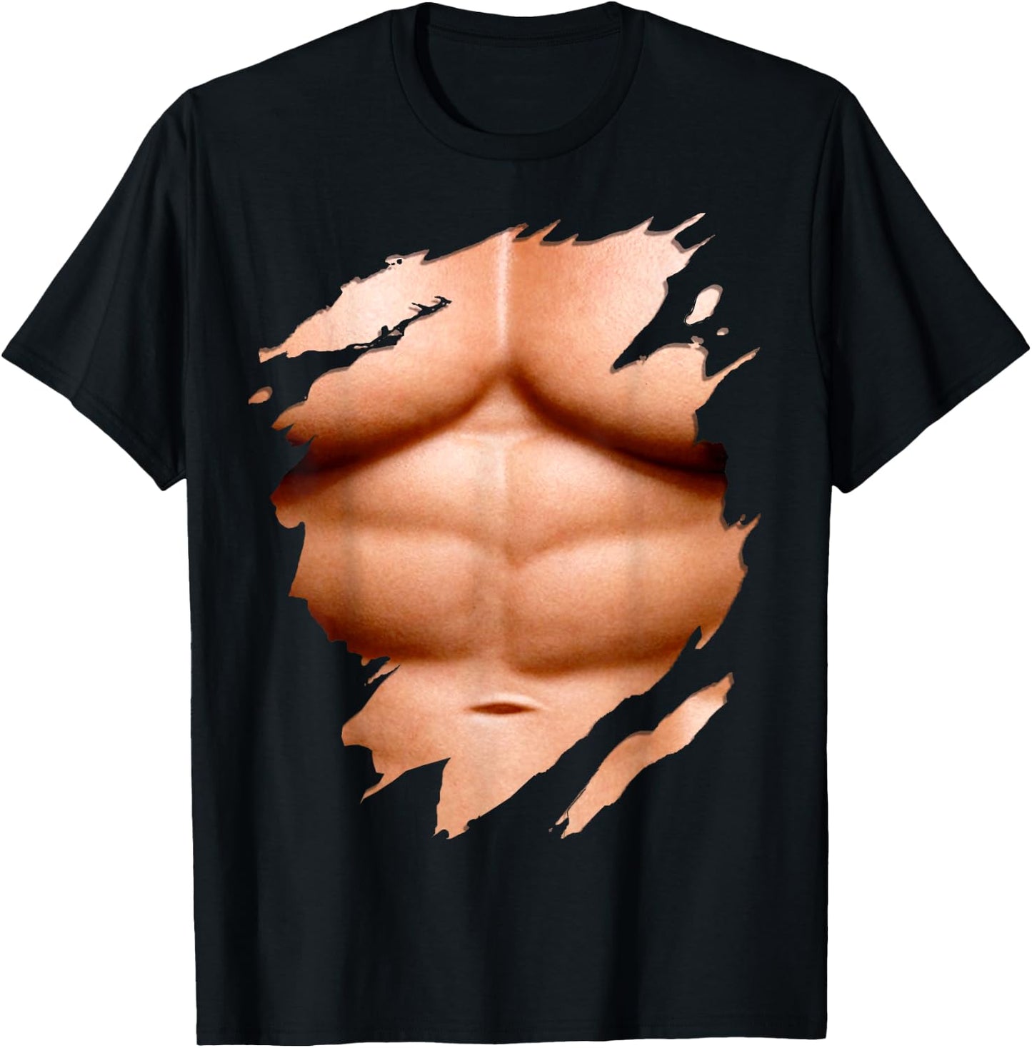 Huge Chest Six Pack Abs Muscles Bodybuilder T-Shirt - T-Shirt | Black