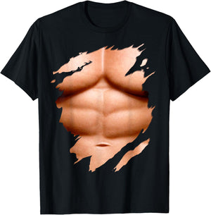 Huge Chest Six Pack Abs Muscles Bodybuilder T-Shirt - T-Shirt | Black