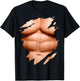 Huge Chest Six Pack Abs Muscles Bodybuilder T-Shirt - T-Shirt | Black