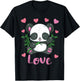 Panda Valentines Day Shirt Hearts Love Women Girls Gift T-Shirt - T-Shirt | Black