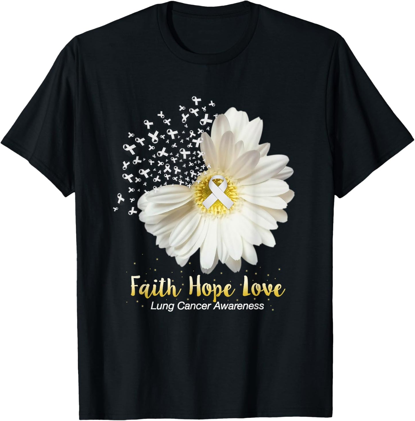Faith Hope Love Lung Cancer Awareness Gifts T-Shirt - T-Shirt | Black
