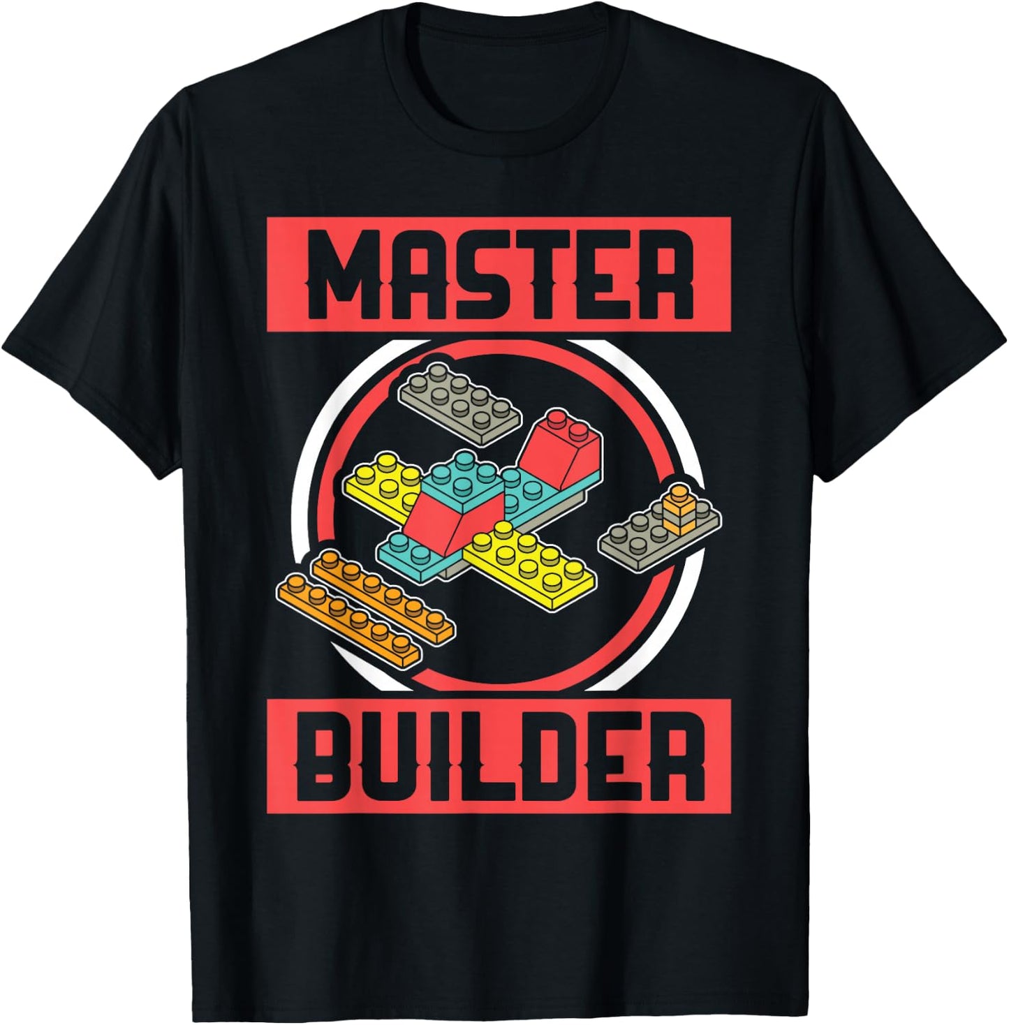 Master Builder Kids Building Blocks Birthday Bricks Boy Gift T-Shirt - T-Shirt | Black