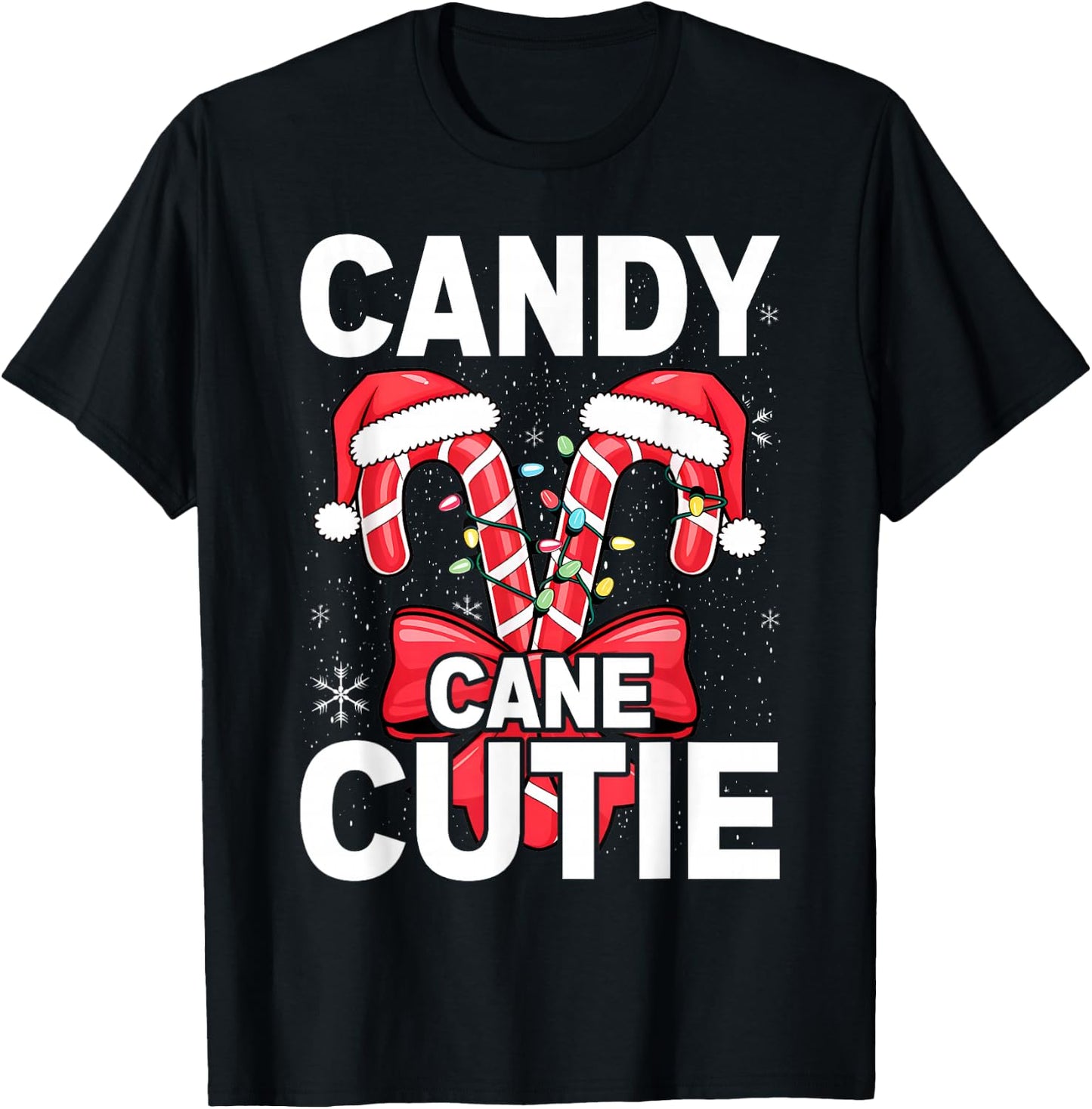Candy Cane Cutie Christmas Xmas Women Girls Kids Toddler T-Shirt - T-Shirt | Black