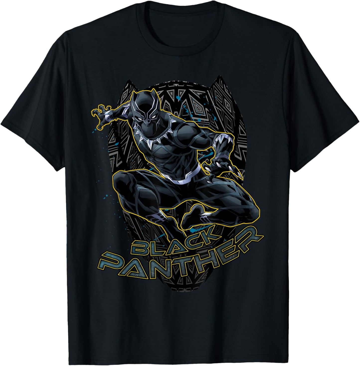 Marvel Black Panther Gold Trimmed Pounce Graphic T-Shirt - T-Shirt | Black