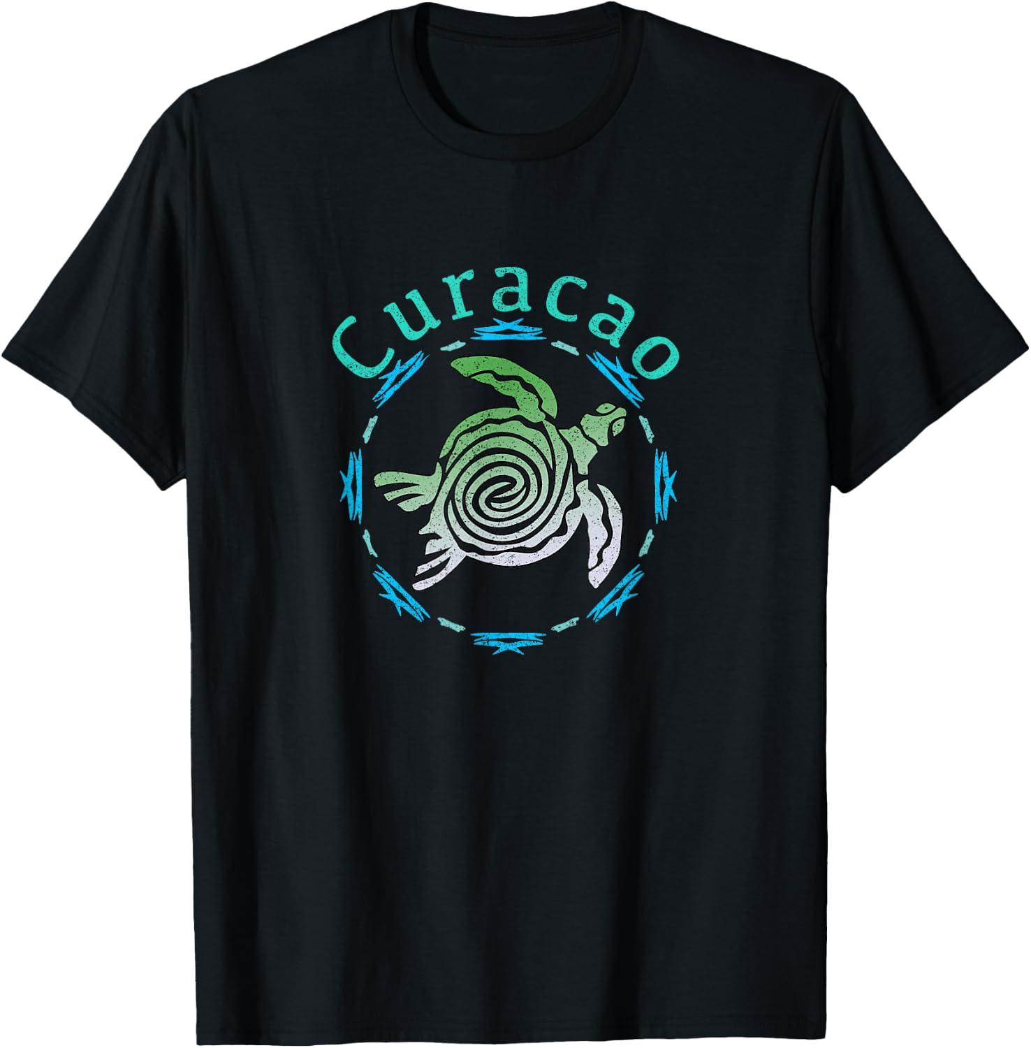 Curacao Vintage Tribal Turtle Gift T-Shirt - T-Shirt | Black