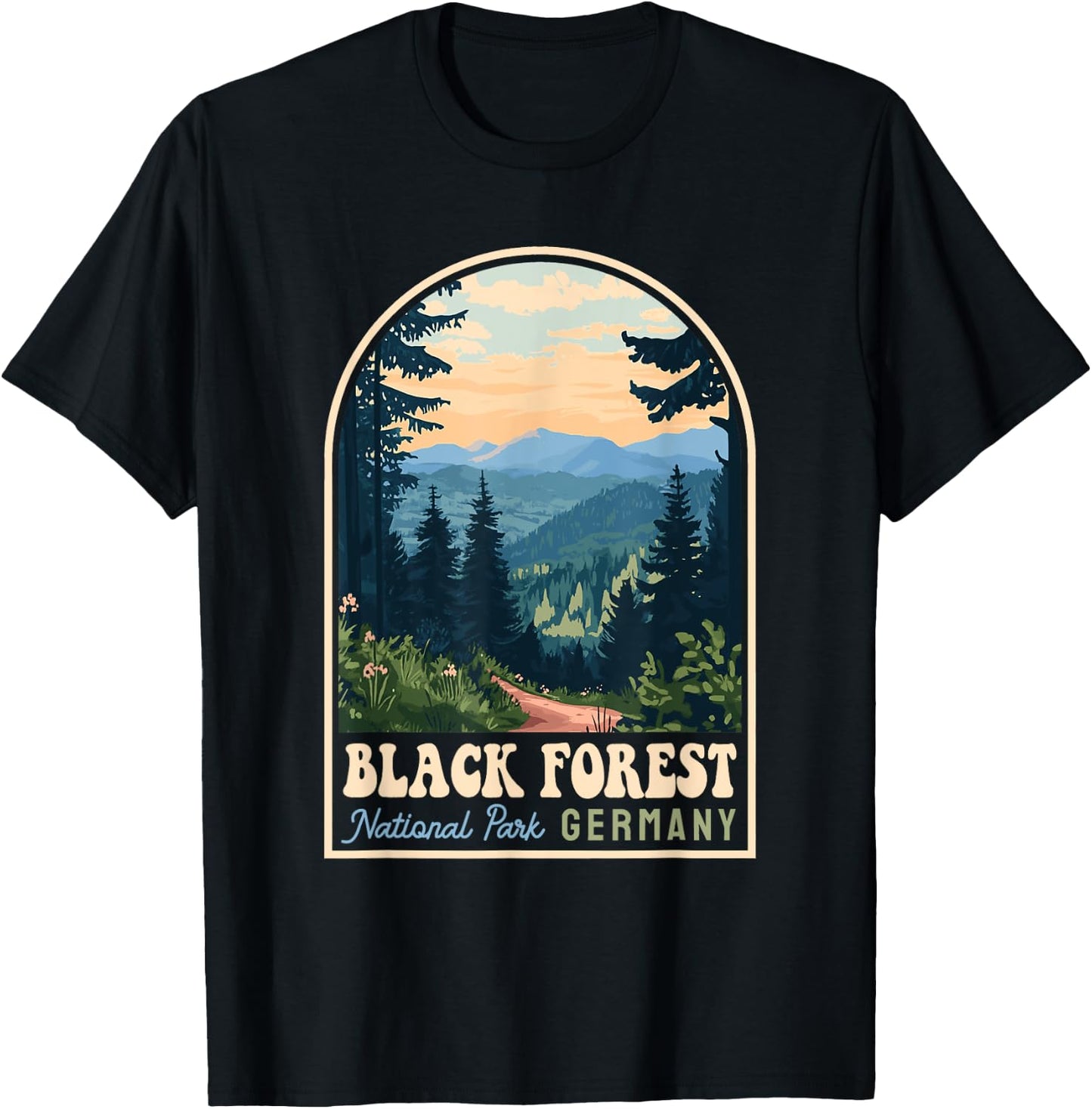 Black Forest National Park Germany Retro Travel Souvenir T-Shirt - T-Shirt | Black