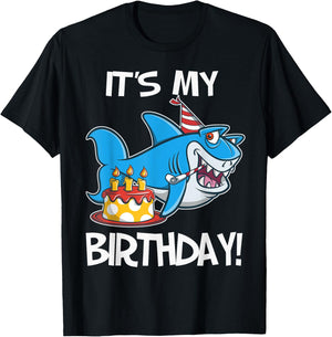 It's My Birthday Shark T Shirt Gift Girls Boys Adults T-Shirt - T-Shirt | Black