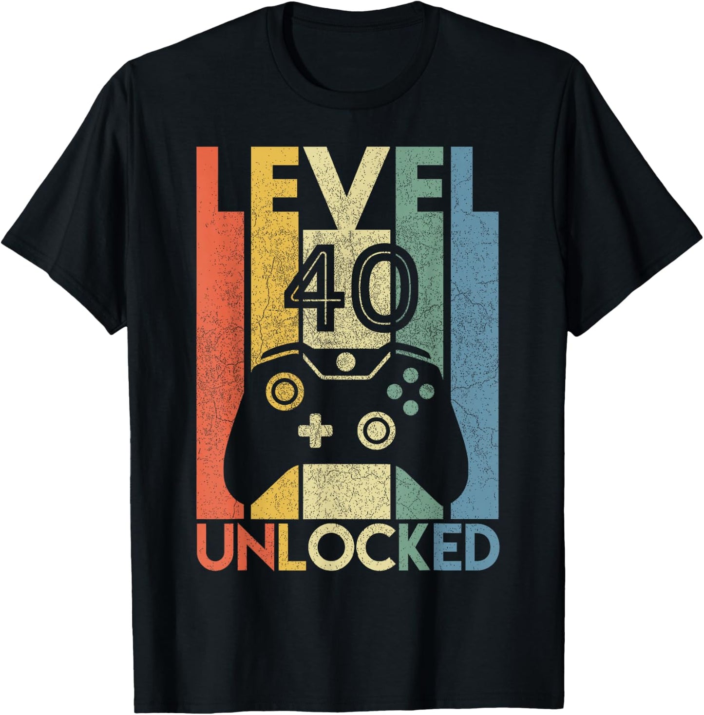 Level 40 Unlocked Shirt Funny Video Gamer 40th Birthday Gift T-Shirt - T-Shirt | Black