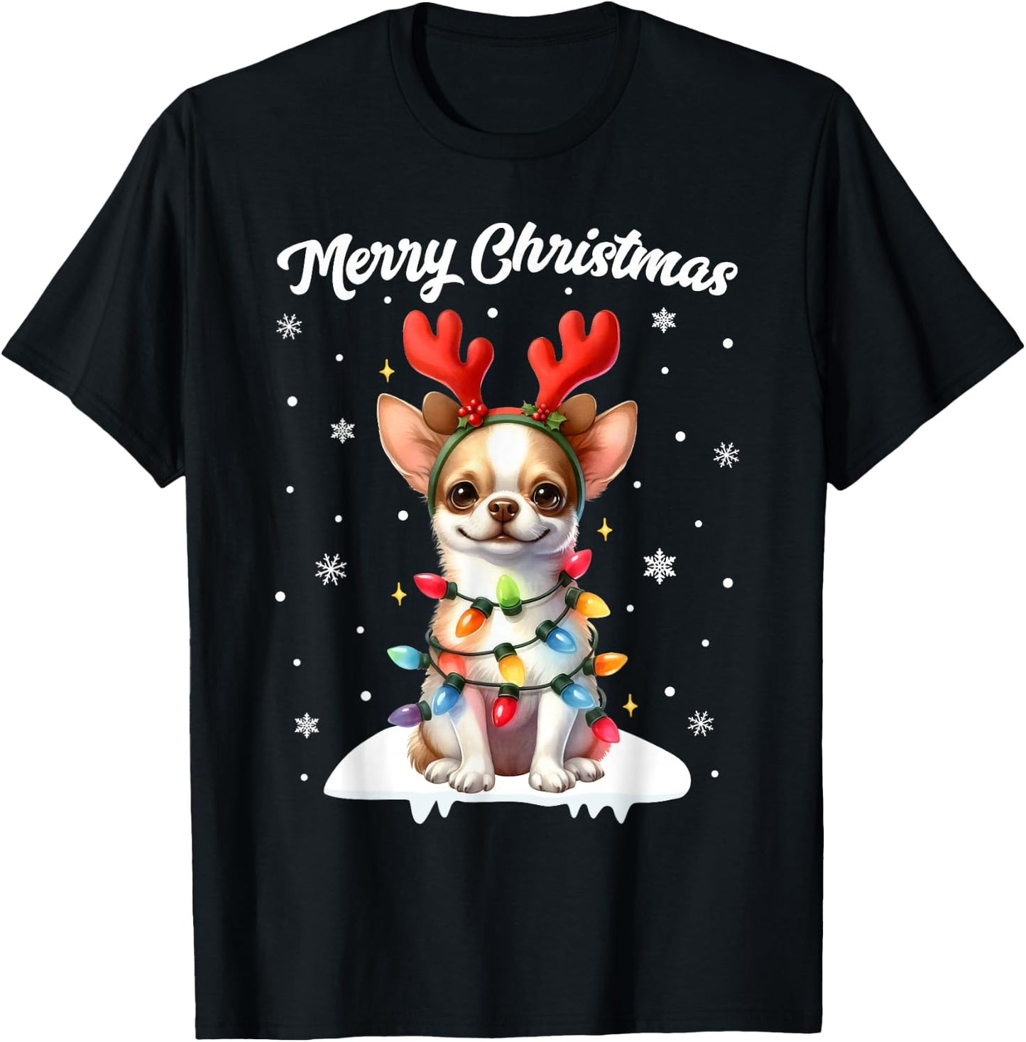 Christmas Pajamas Men Women Kids Christmas Chihuahua Dog T-Shirt - T-Shirt | Black
